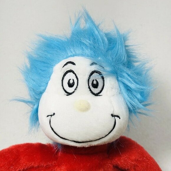 Aurora Dr Seuss Thing 1 Plush 12” Toy Doll Red Outfit Children Book Blue Hair - Picture 6 of 9